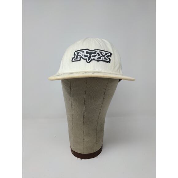 Fox Racing FlexFit Hat Embroidered Logo White SZ S/M Autographed Stains - Picture 2 of 11